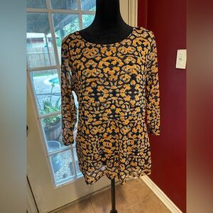 Alfani Women’s Multicolor Nylon Abstract Print Blouse | Size L | 3/4 Sleeve